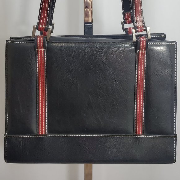 Kate Spade New York Handbag Black leather with red straps with white stitching - Picture 4 of 13